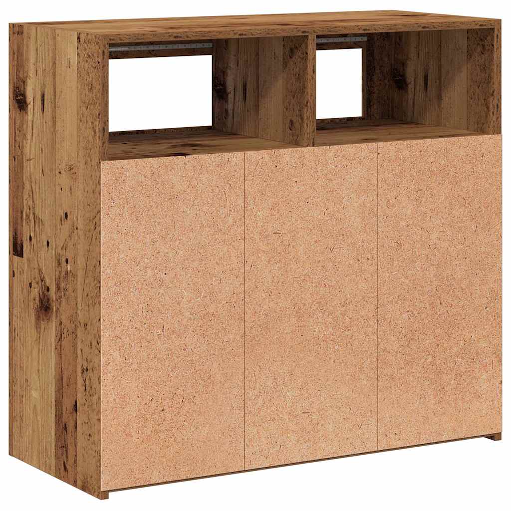 Sideboard mit LED-Leuchten Altholz-Optik 80x35x75 cm