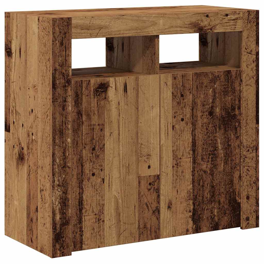 Sideboard mit LED-Leuchten Altholz-Optik 80x35x75 cm