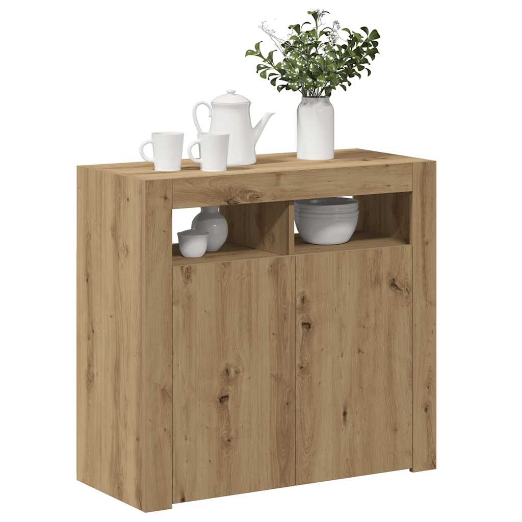 Sideboard mit LED-Leuchten Artisan-Eiche 80x35x75 cm