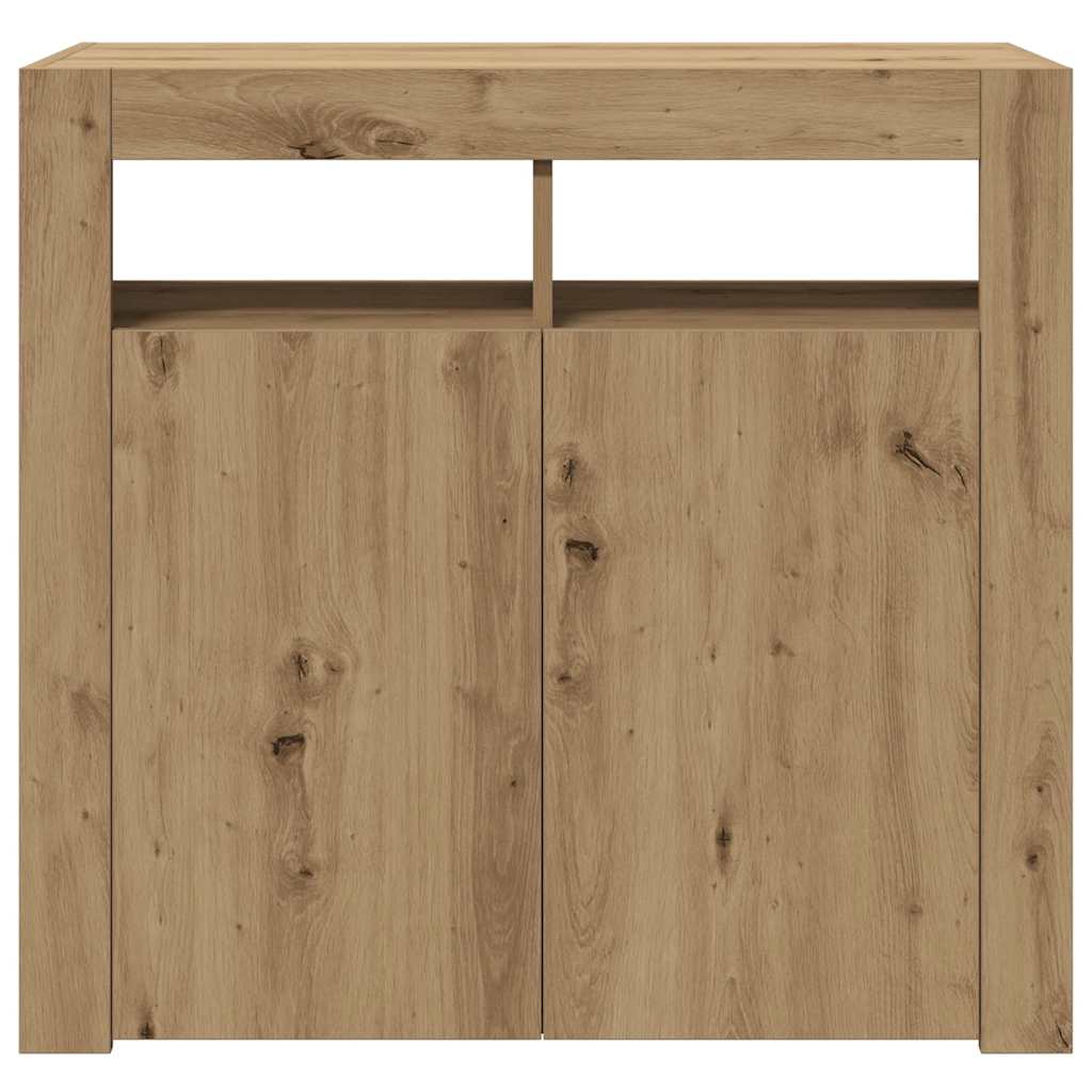 Sideboard mit LED-Leuchten Artisan-Eiche 80x35x75 cm