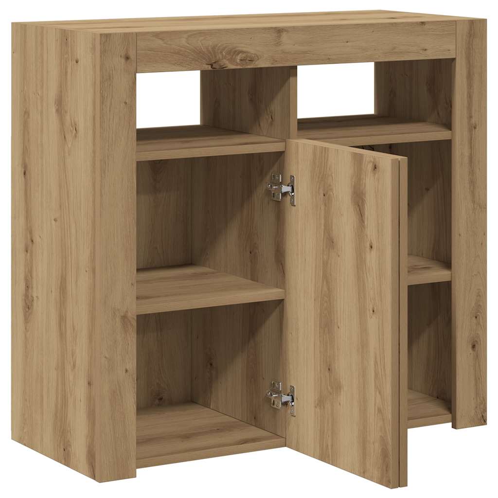Sideboard mit LED-Leuchten Artisan-Eiche 80x35x75 cm