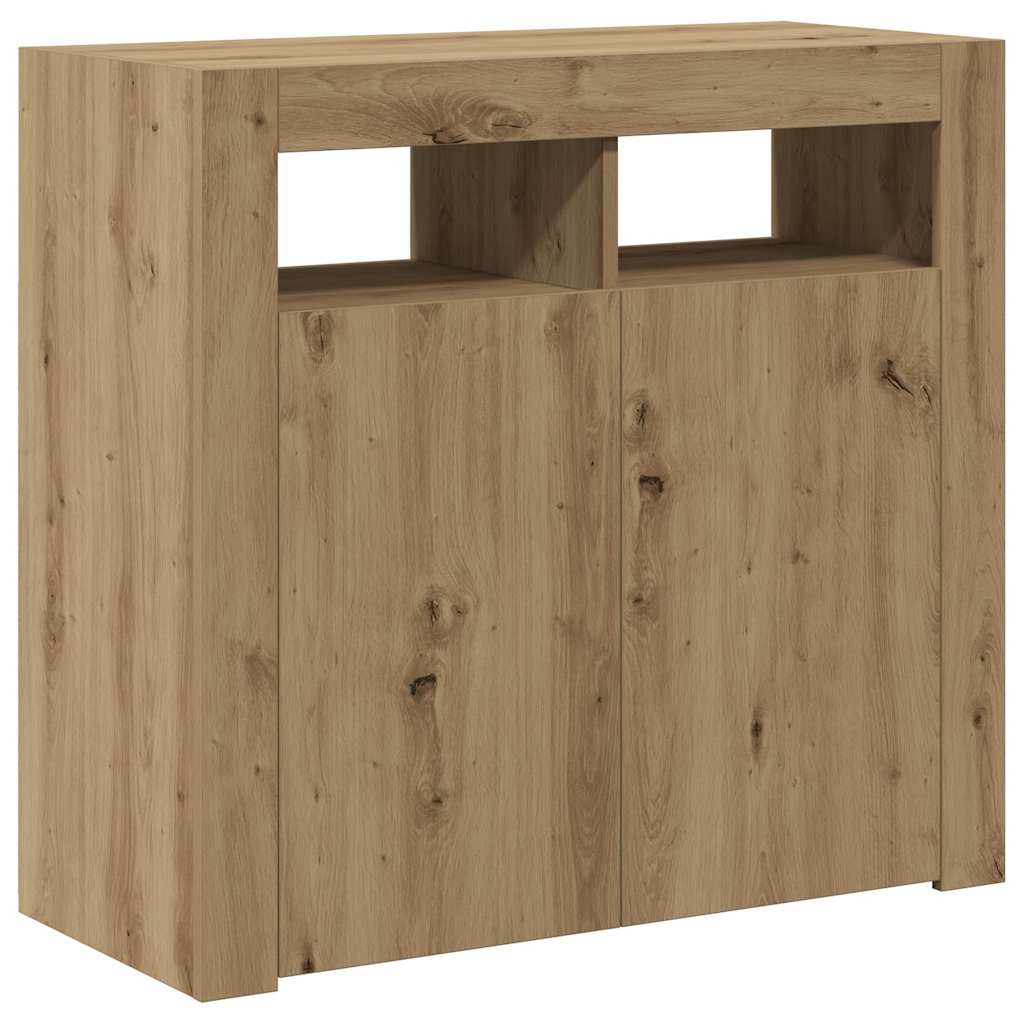 Sideboard mit LED-Leuchten Artisan-Eiche 80x35x75 cm