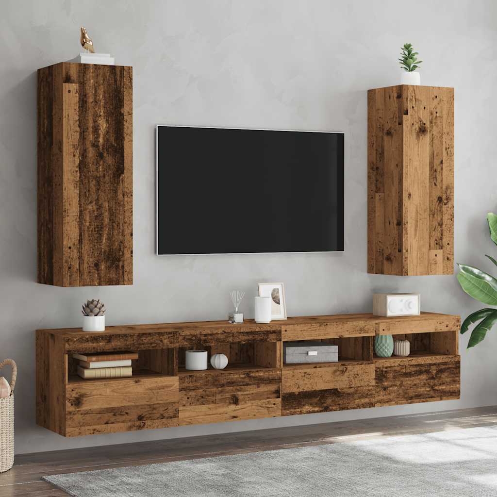 TV-Schränke 2 Stk. Altholz-Optik 30,5x30x90 cm Holzwerkstoff