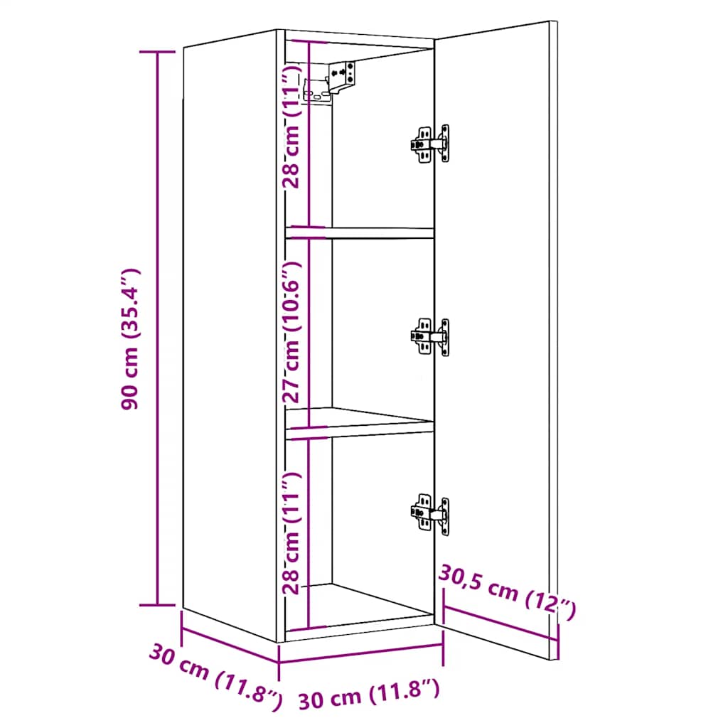 TV-Schränke 2 Stk. Altholz-Optik 30,5x30x90 cm Holzwerkstoff