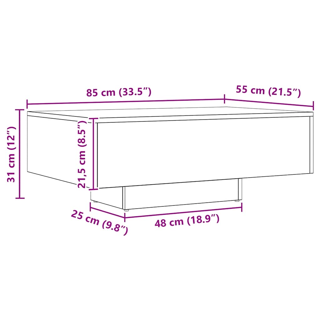 Couchtisch Artisan-Eiche 85x55x31 cm Holzwerkstoff