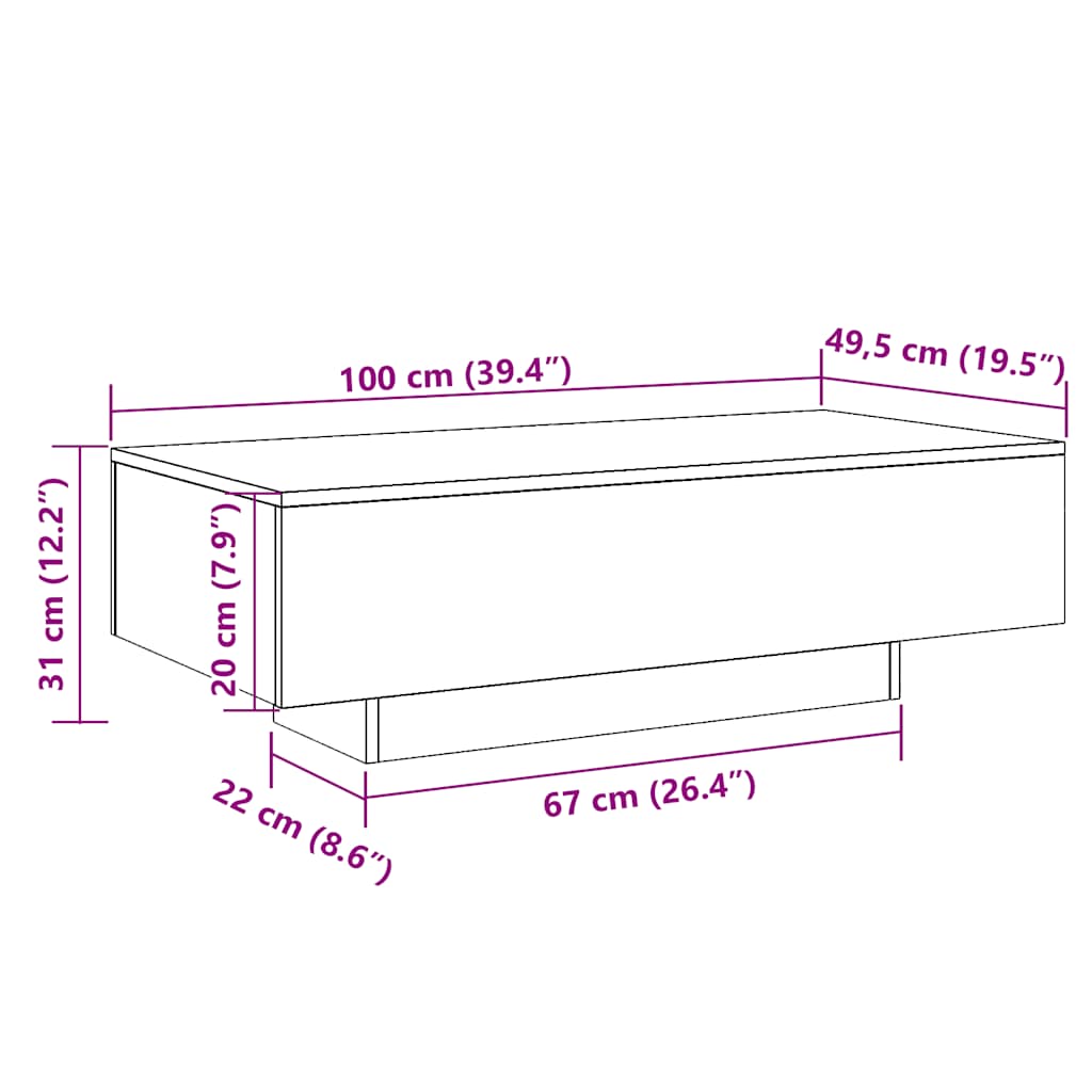Couchtisch Altholz-Optik 100x49,5x31 cm Holzwerkstoff