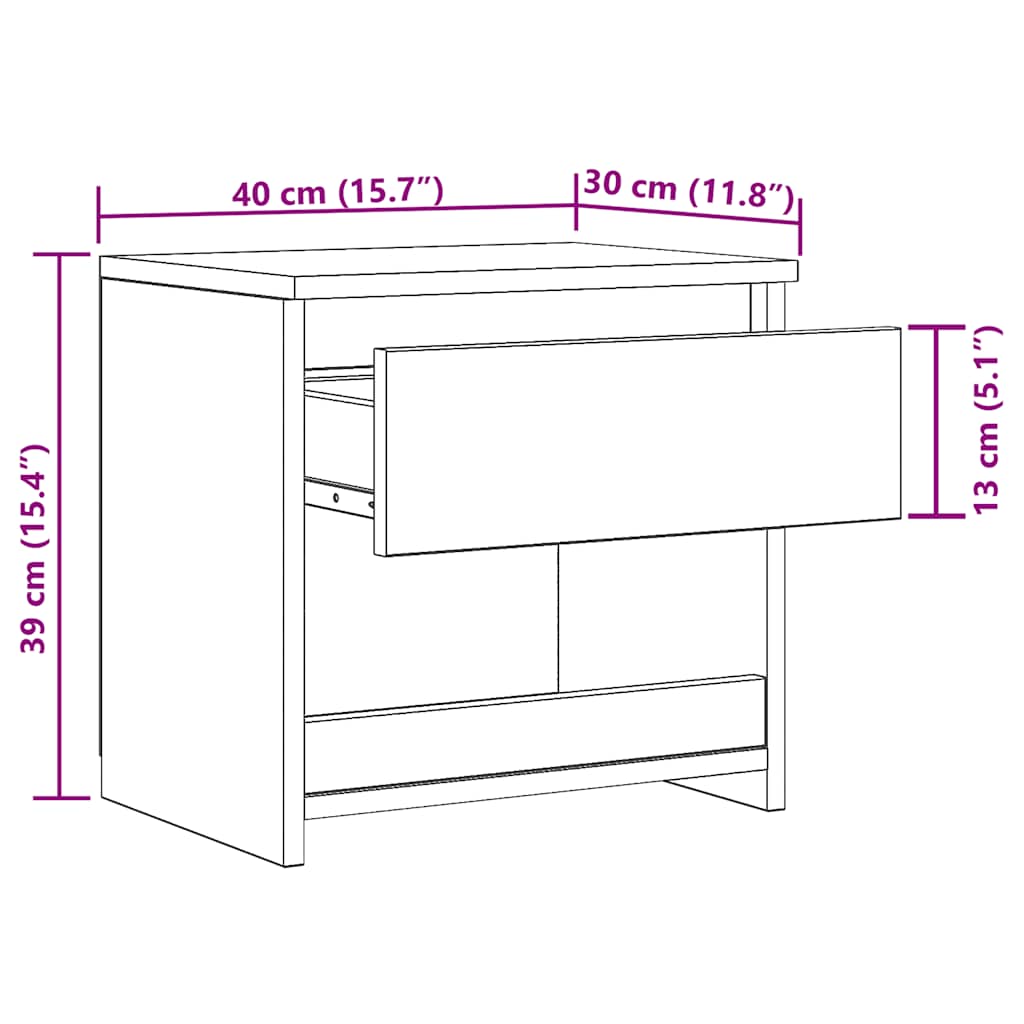 Nachttisch Altholz-Optik 40x30x39 cm Holzwerkstoff