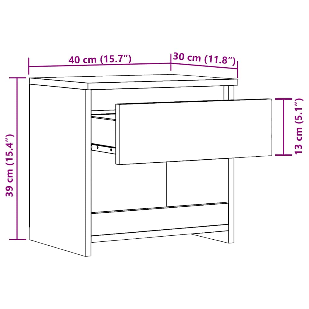 Nachttisch Artisan-Eiche 40x30x39 cm Holzwerkstoff