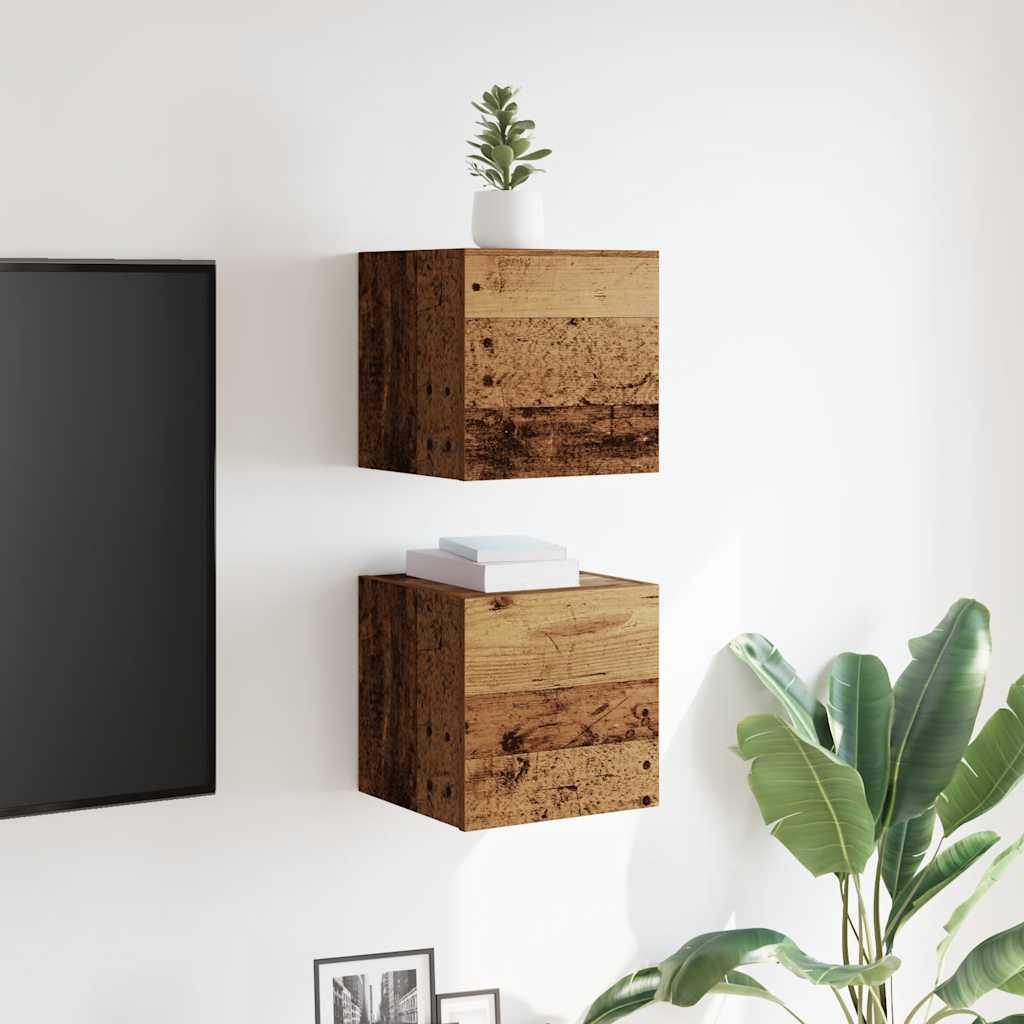 TV-Wandschränke 2 Stk. Altholz-Optik 30,5x30x30 cm