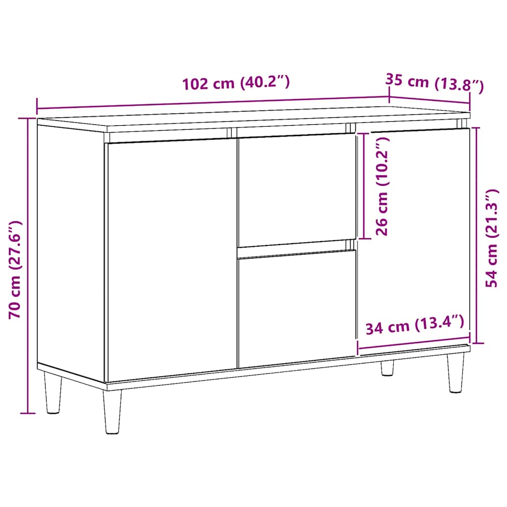 Sideboard Artisan-Eiche 102x35x70 cm Holzwerkstoff