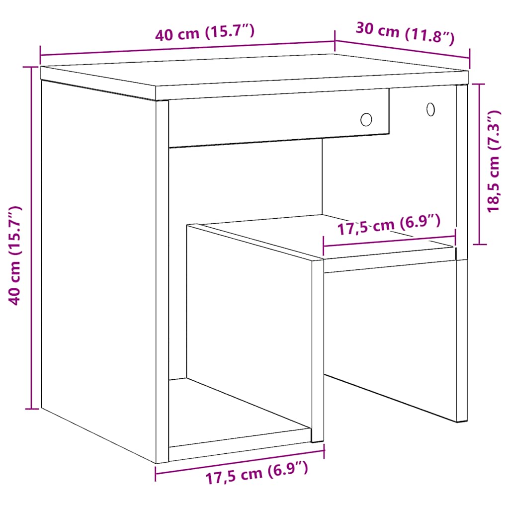 Nachttische 2 Stk. Artisan-Eiche 40x30x40 cm Holzwerkstoff