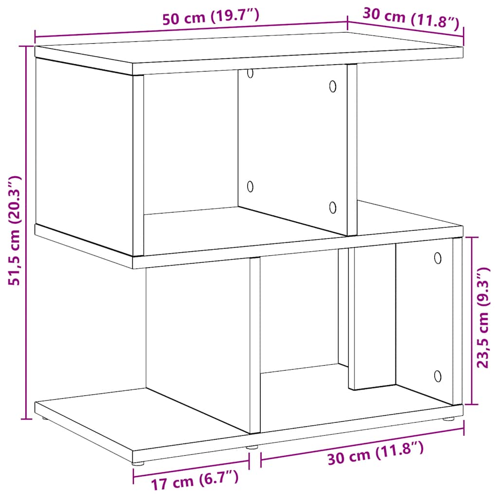 Nachttische 2 Stk. Artisan-Eiche 50x30x51,5 cm Holzwerkstoff