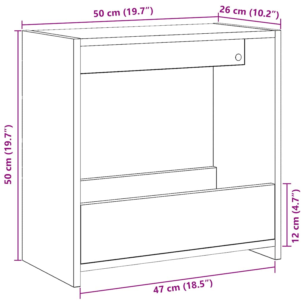 Beistelltisch Artisan-Eiche 50x26x50 cm Holzwerkstoff