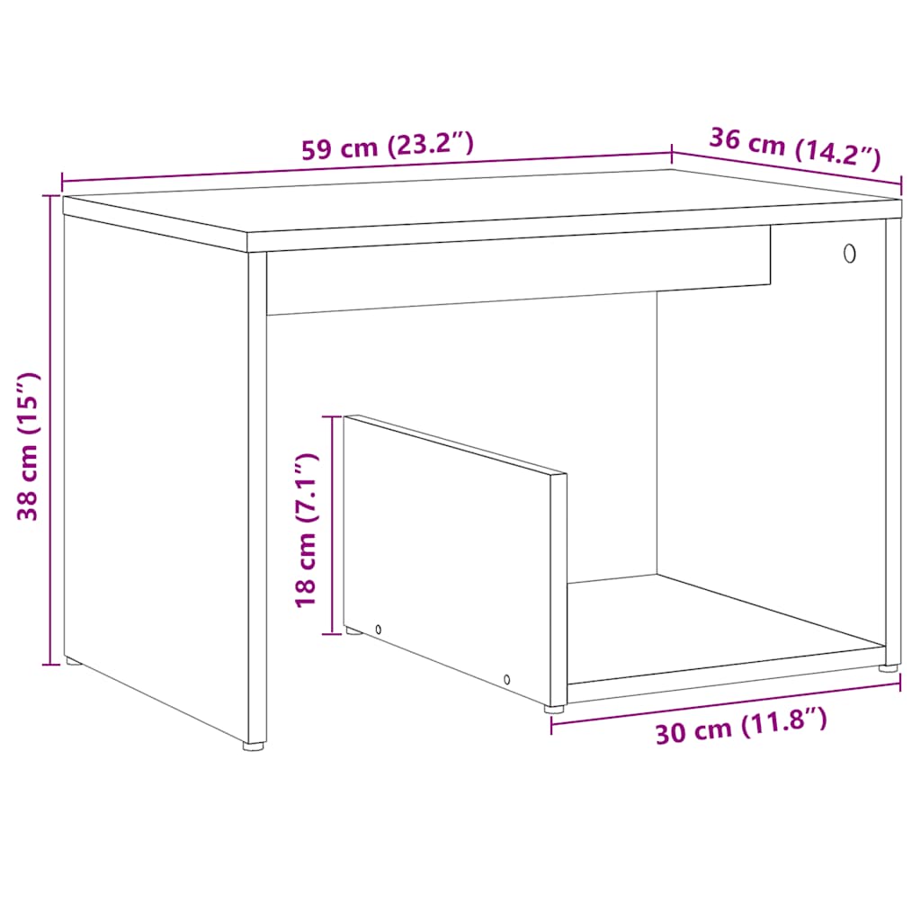 Beistelltisch Artisan-Eiche 59x36x38 cm Holzwerkstoff