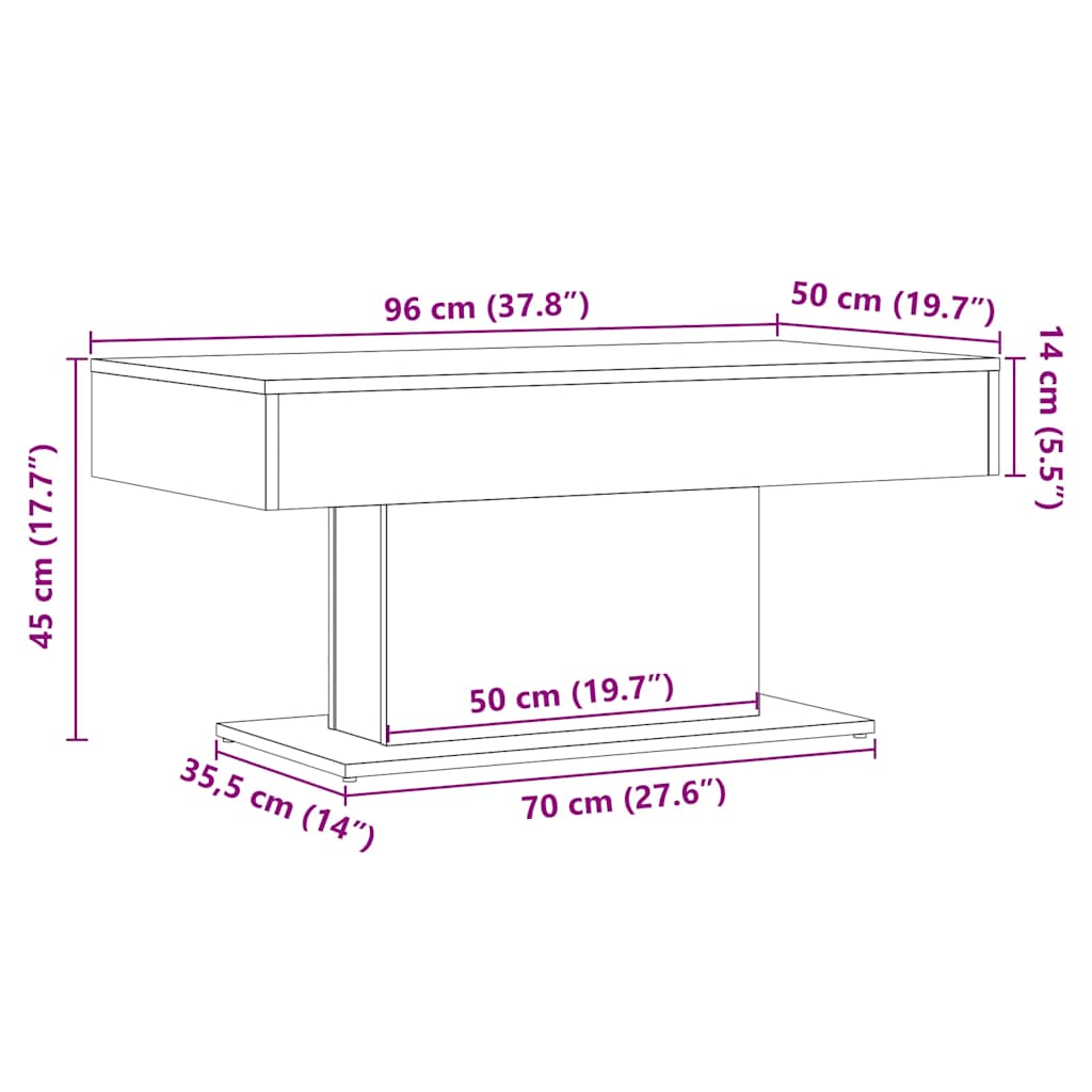 Couchtisch Altholz-Optik 96 x 50 x 45 cm Holzwerkstoff