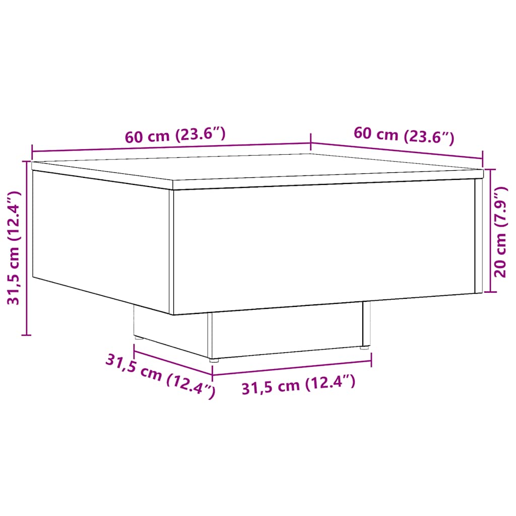 Couchtisch Artisan-Eiche 60x60x31,5 cm Holzwerkstoff