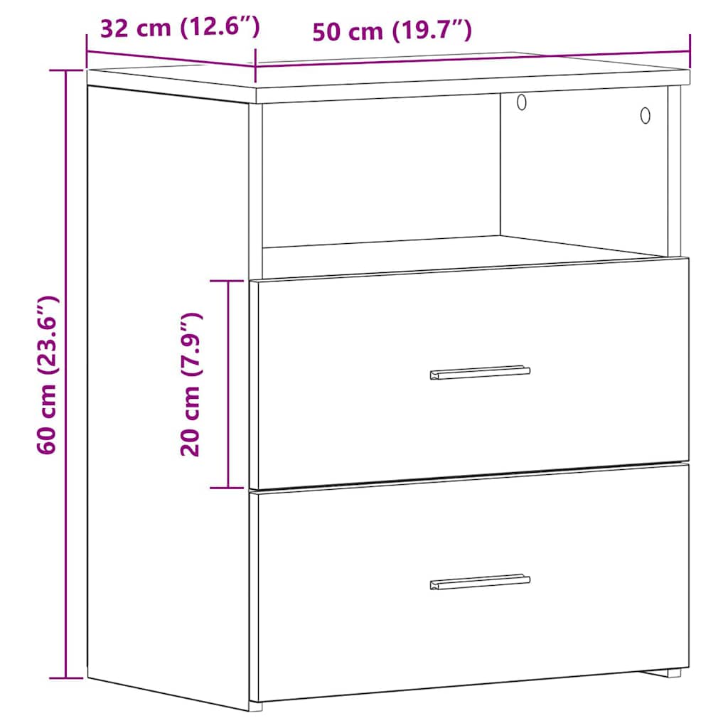 Nachttische 2 Stk. Altholz-Optik 50x32x60 cm Holzwerkstoff