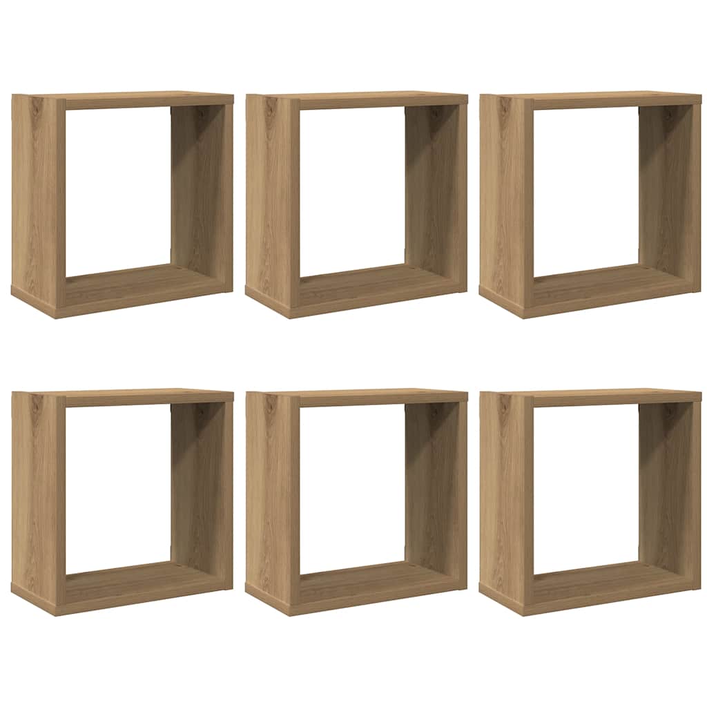 Würfel-Wandregale 6 Stk. Artisan-Eiche 30x15x30 Holzwerkstoff