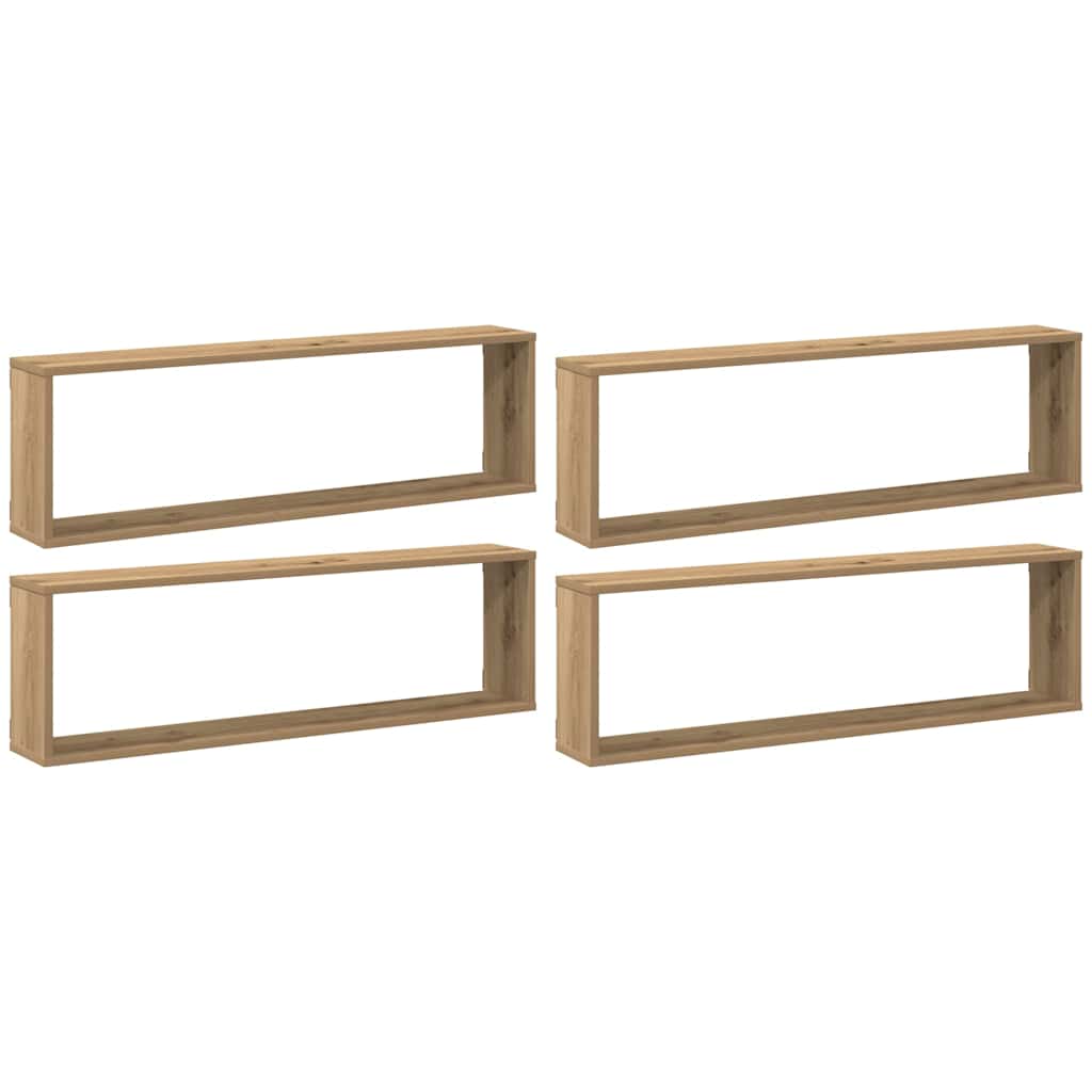 Würfel-Wandregale 4 Stk. Artisan-Eiche 100x15x30 Holzwerkstoff