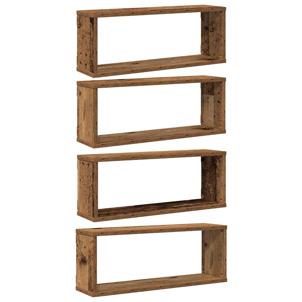 Würfel-Wandregale 4 Stk. Altholz-Optik 60x15x23 Holzwerkstoff