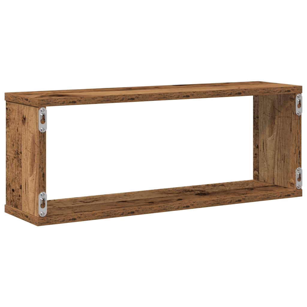 Würfel-Wandregale 4 Stk. Altholz-Optik 60x15x23 Holzwerkstoff