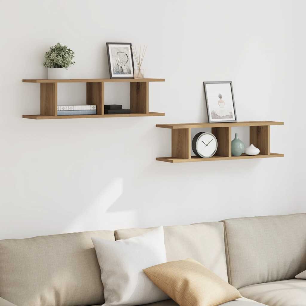 Wandregale 2 Stk. Artisan-Eiche 75x18x20 cm Holzwerkstoff