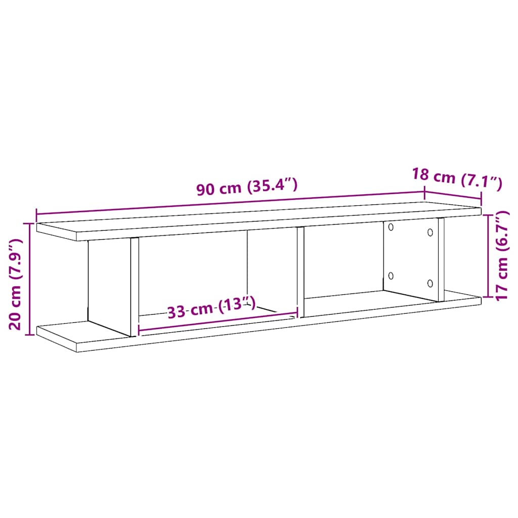 Wandregale 2 Stk. Artisan-Eiche 90x18x20 cm Holzwerkstoff