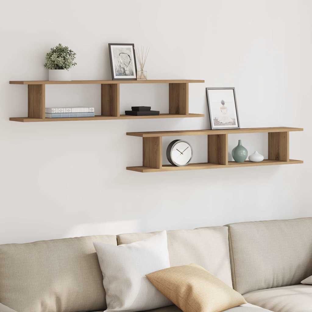 Wandregale 2 Stk. Artisan-Eiche 105x18x20 cm Holzwerkstoff