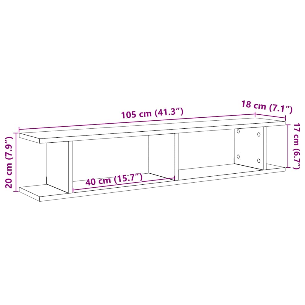 Wandregale 2 Stk. Artisan-Eiche 105x18x20 cm Holzwerkstoff