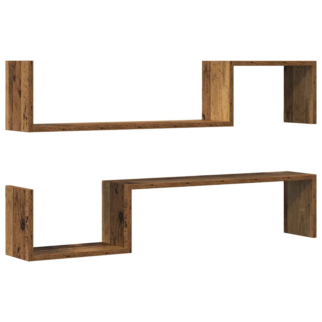 Wandregale 2 Stk. Altholz-Optik 100x15x20 cm Holzwerkstoff