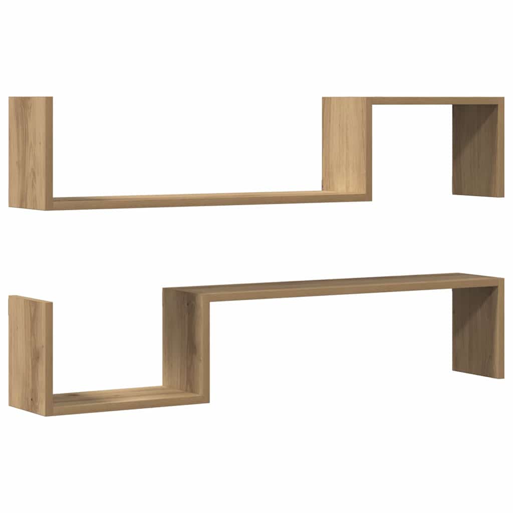 Wandregale 2 Stk. Artisan-Eiche 100x15x20 cm Holzwerkstoff