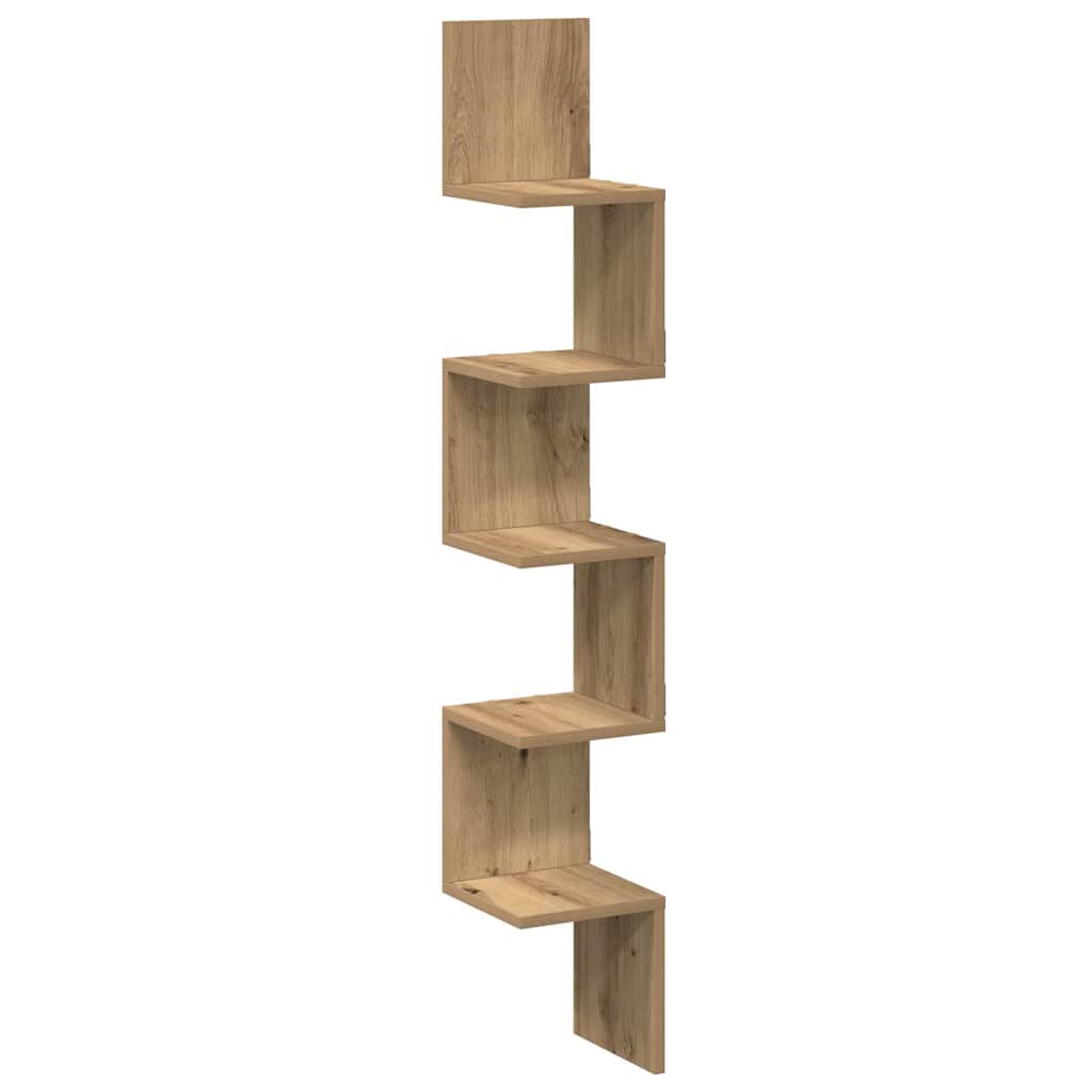 Wand-Eckregal Artisan-Eiche 20x20x127,5 cm Holzwerkstoff