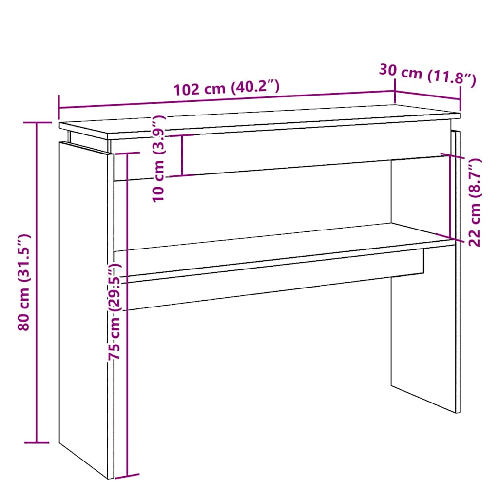 Konsolentisch Artisan-Eiche 102x30x80 cm Holzwerkstoff