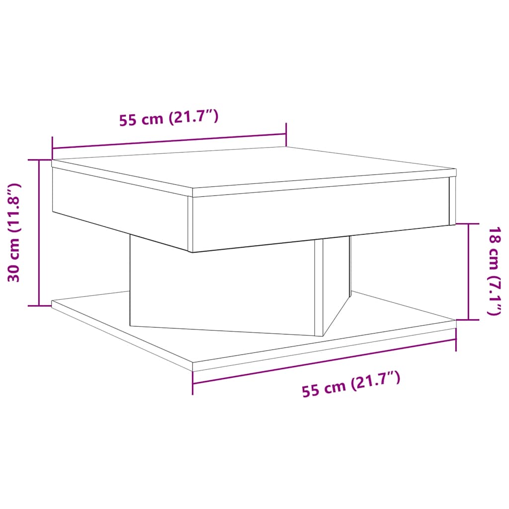 Couchtisch Artisan-Eiche 55x55x30 cm Holzwerkstoff