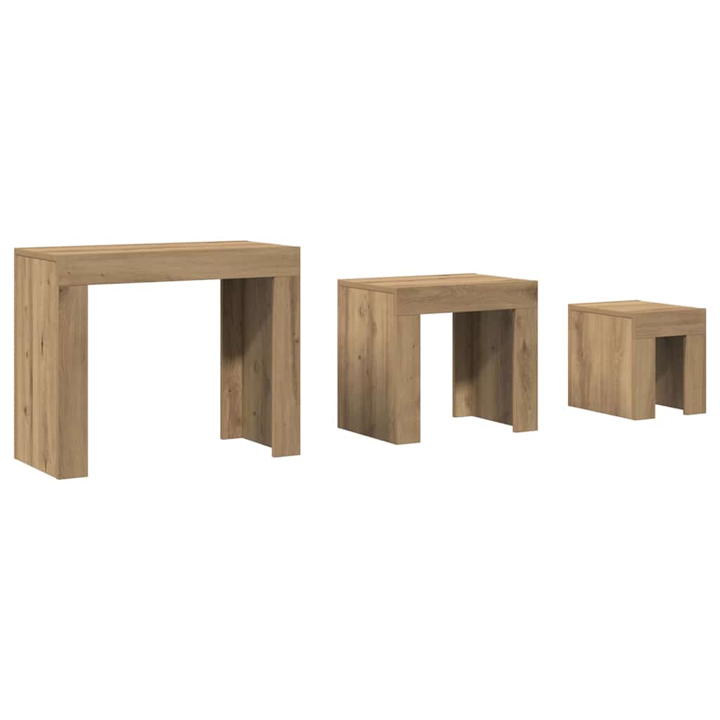 Satztische 3 Stk. Artisan-Eiche Holzwerkstoff