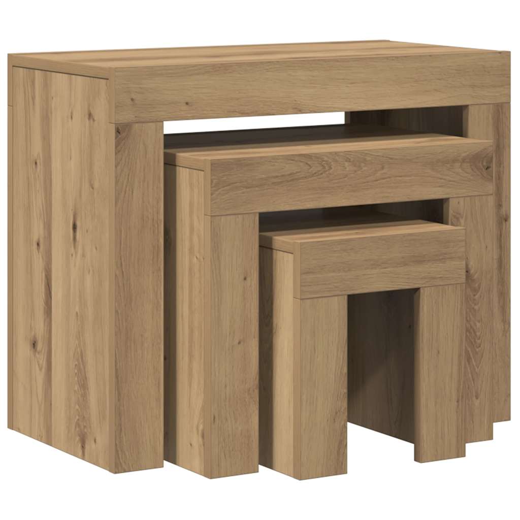Satztische 3 Stk. Artisan-Eiche Holzwerkstoff