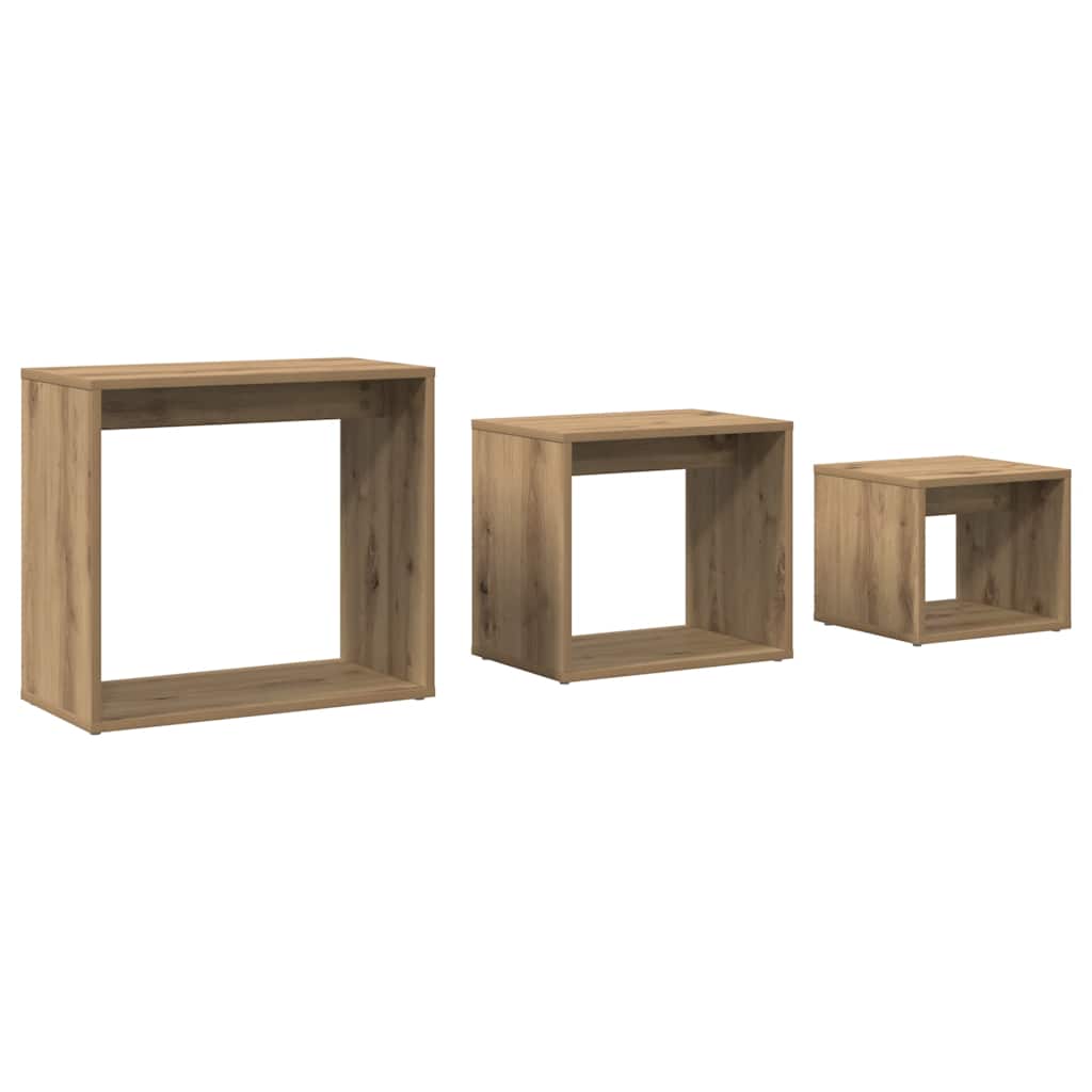 Satztische 3 Stk. Artisan-Eiche Holzwerkstoff