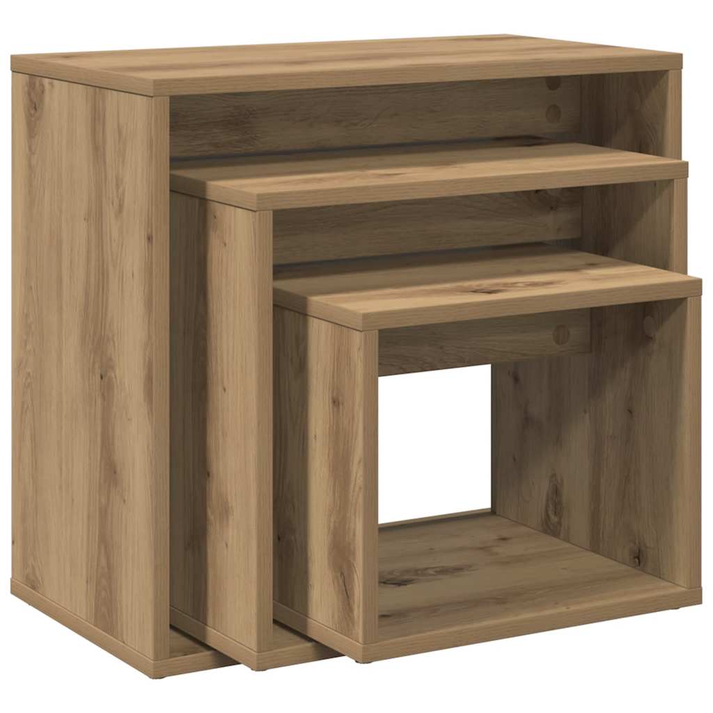 Satztische 3 Stk. Artisan-Eiche Holzwerkstoff