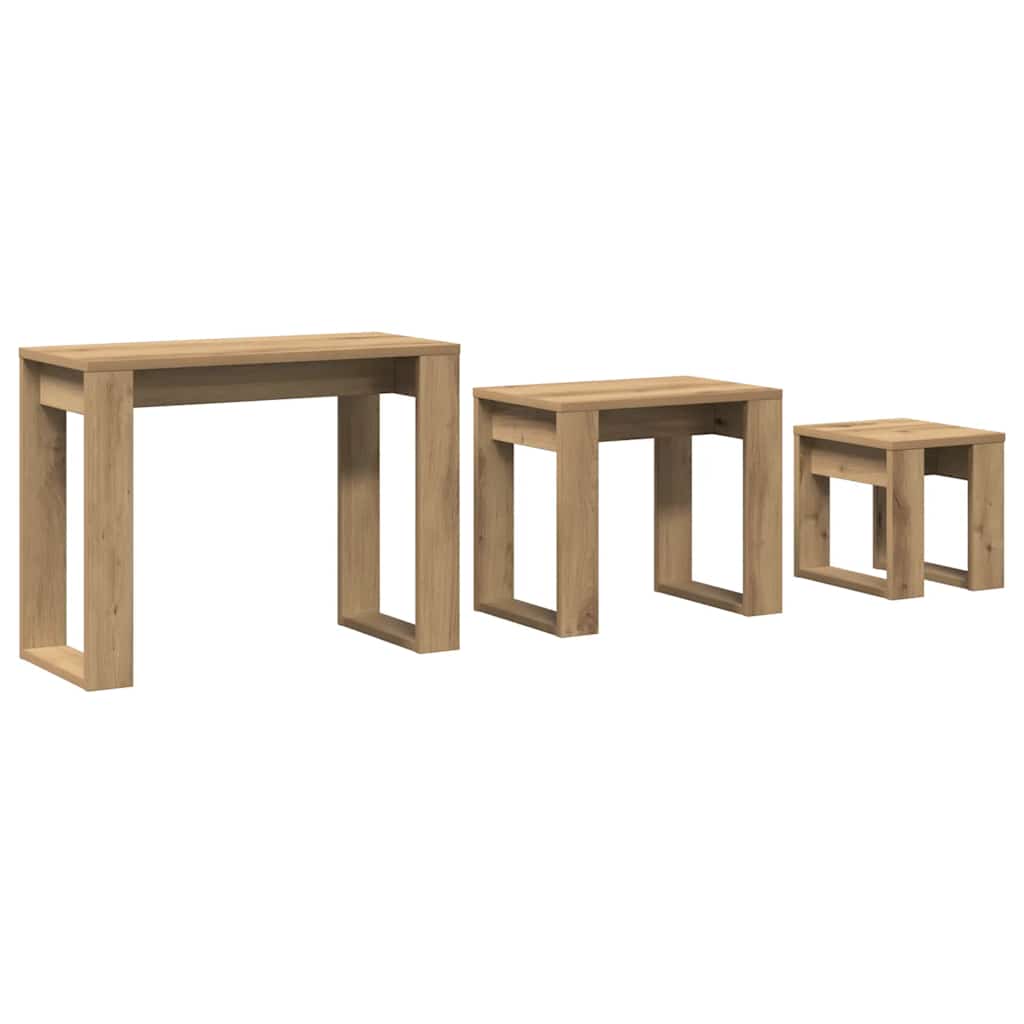 Satztische 3 Stk. Artisan-Eiche Holzwerkstoff