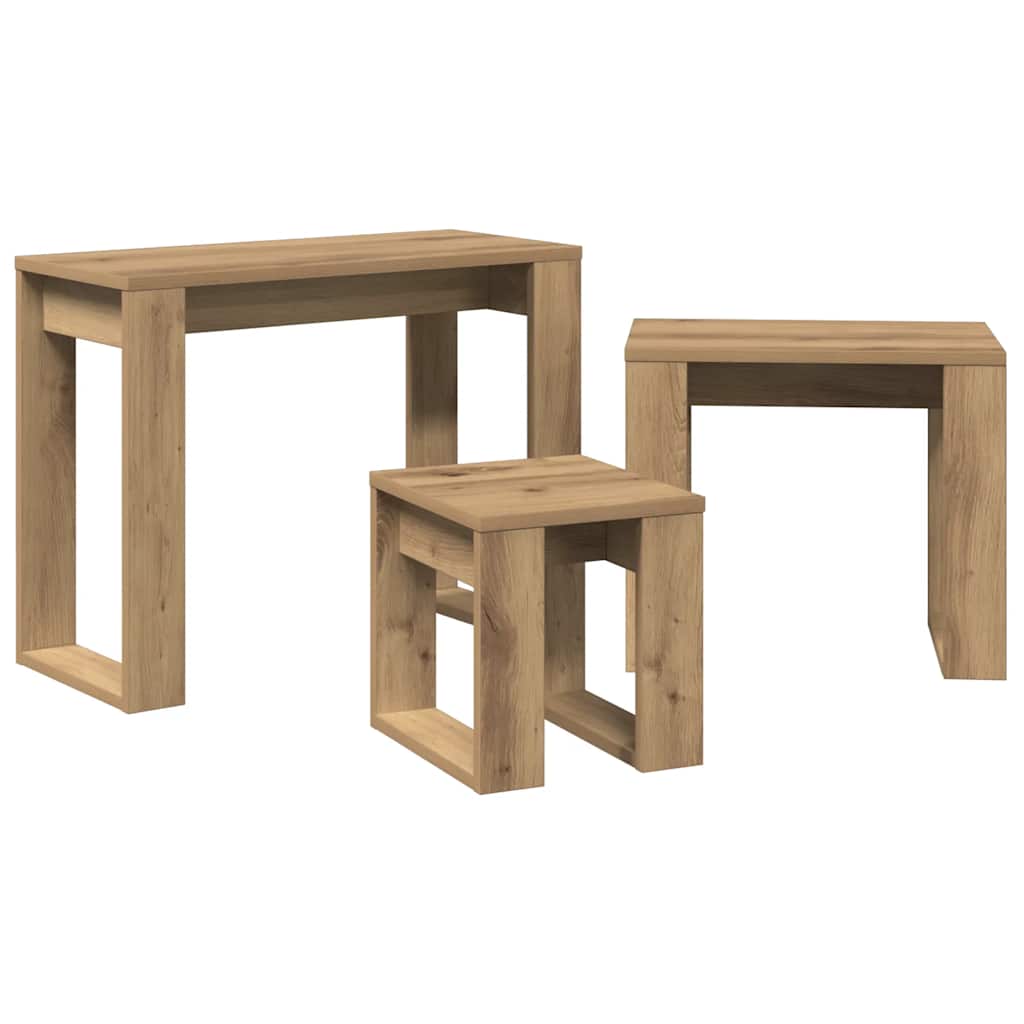 Satztische 3 Stk. Artisan-Eiche Holzwerkstoff