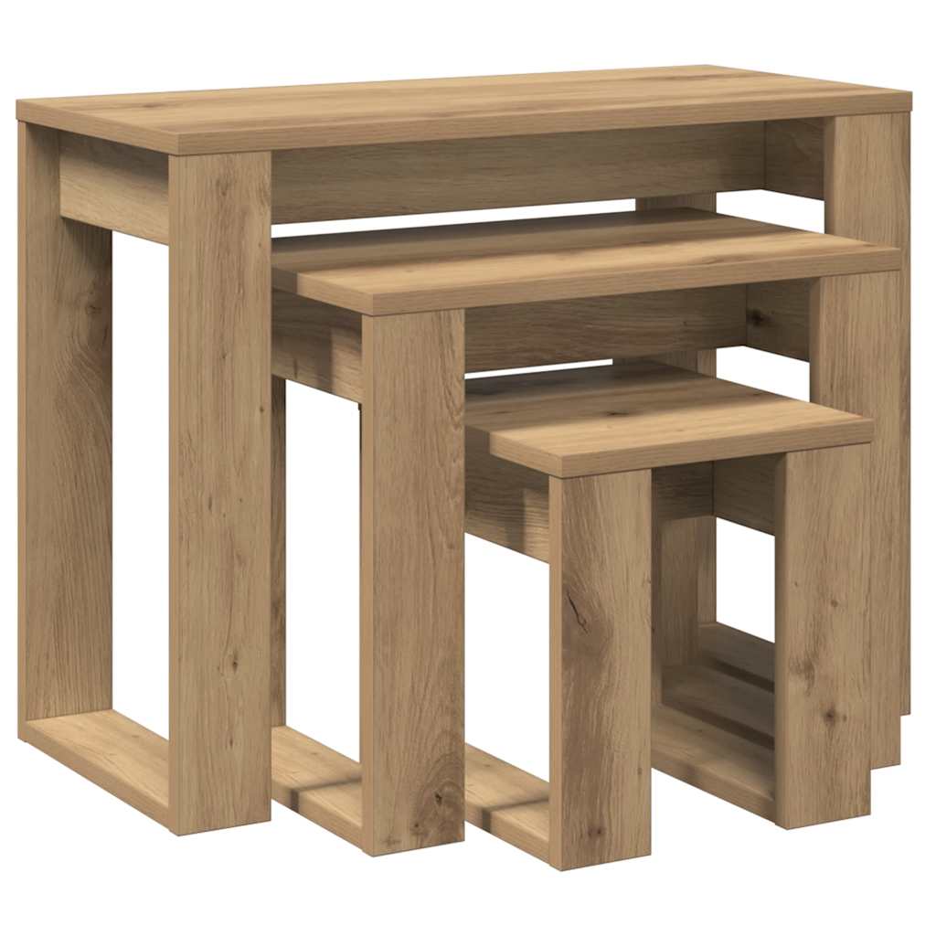 Satztische 3 Stk. Artisan-Eiche Holzwerkstoff