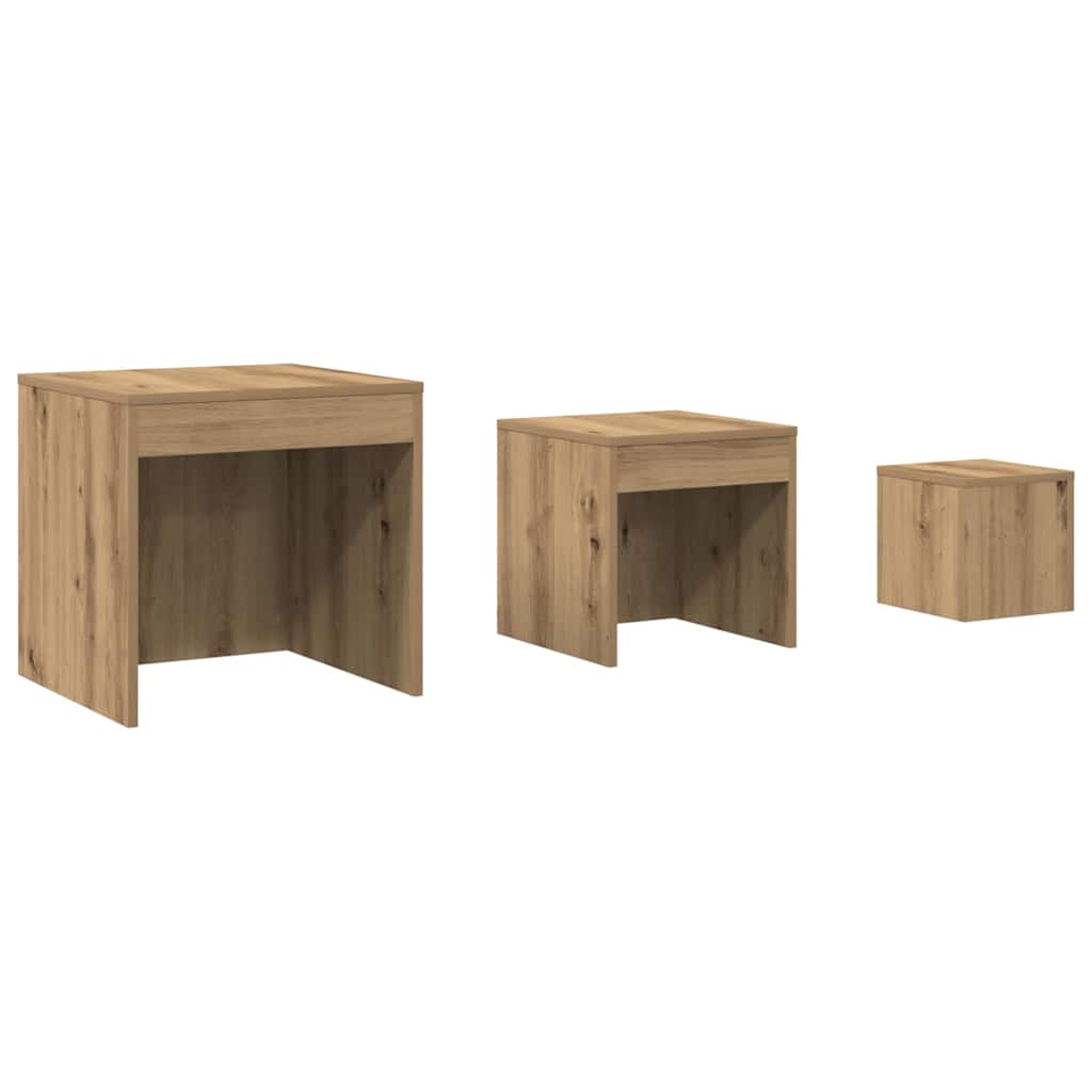Satztische 3 Stk. Artisan-Eiche Holzwerkstoff