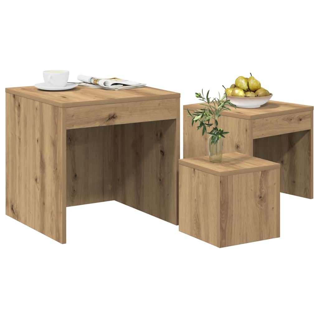 Satztische 3 Stk. Artisan-Eiche Holzwerkstoff