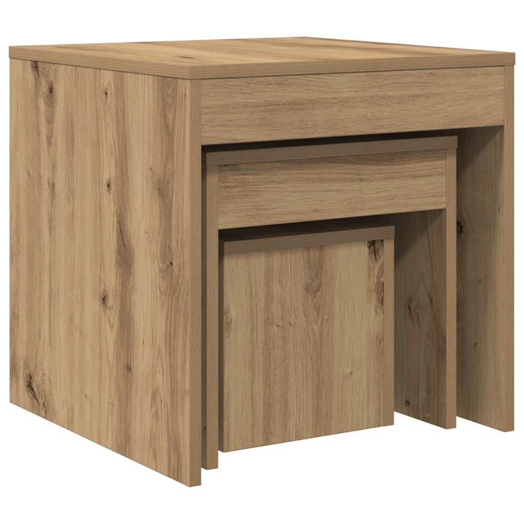 Satztische 3 Stk. Artisan-Eiche Holzwerkstoff