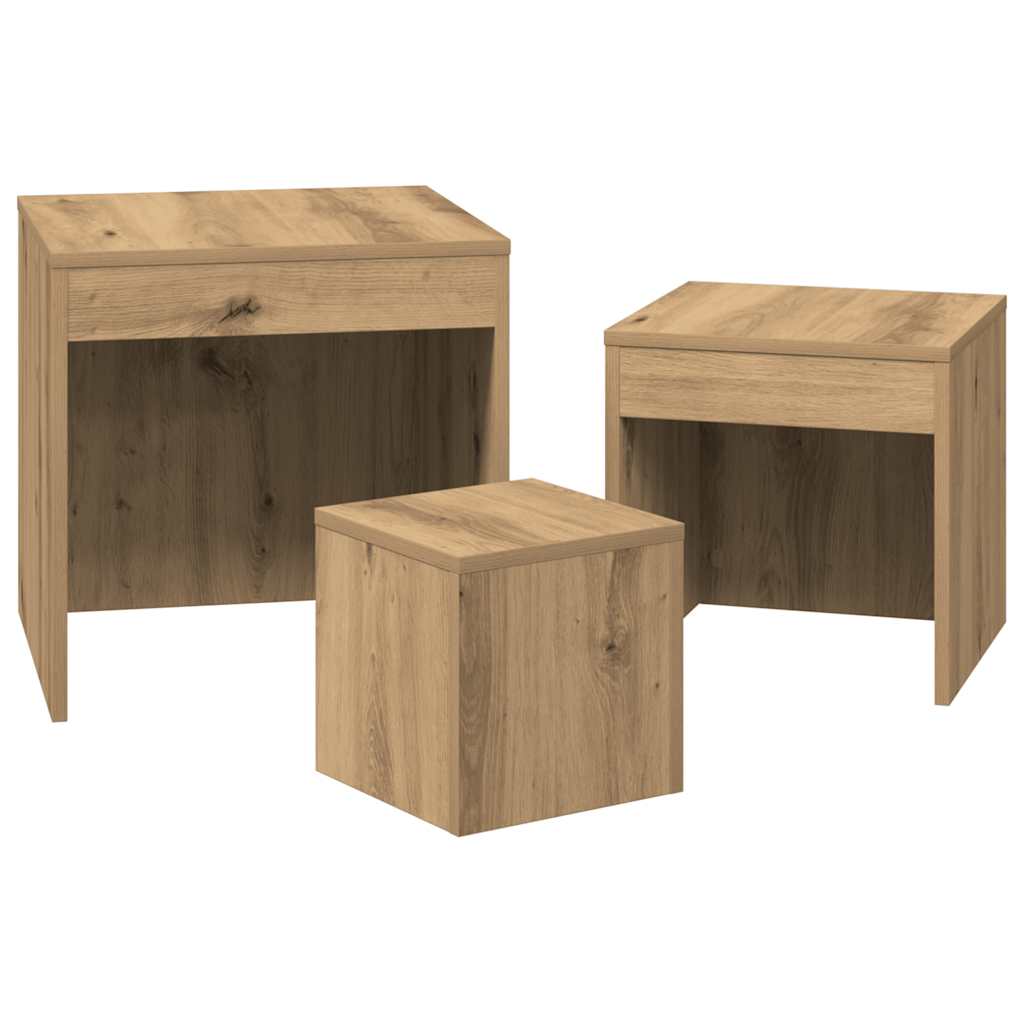 Satztische 3 Stk. Artisan-Eiche Holzwerkstoff