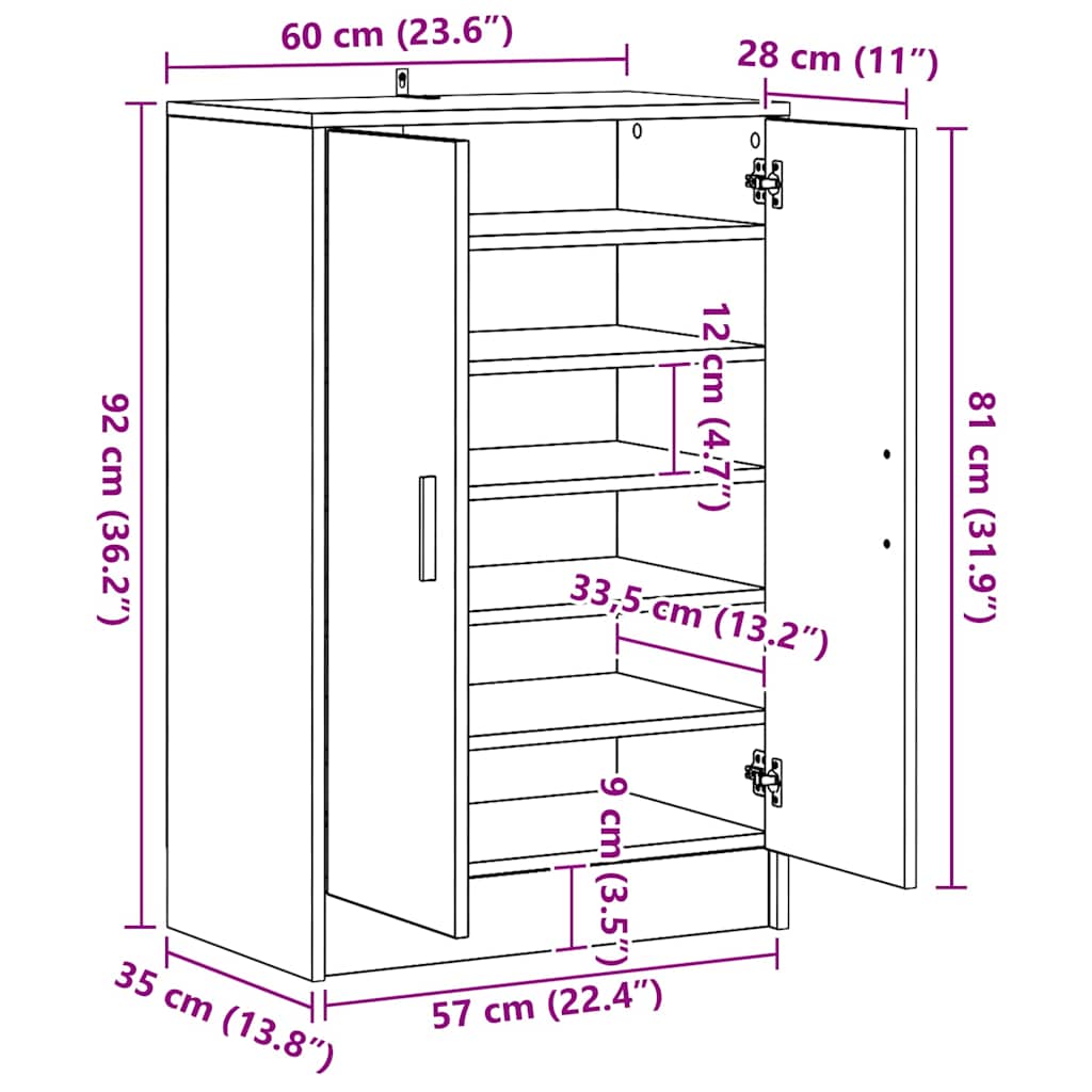 Schuhschrank Altholz-Optik 60x35x92 cm Holzwerkstoff