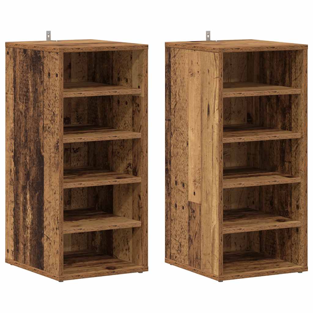 Schuhschränke 2 Stk. Altholz-Optik 32x35x70 cm Holzwerkstoff