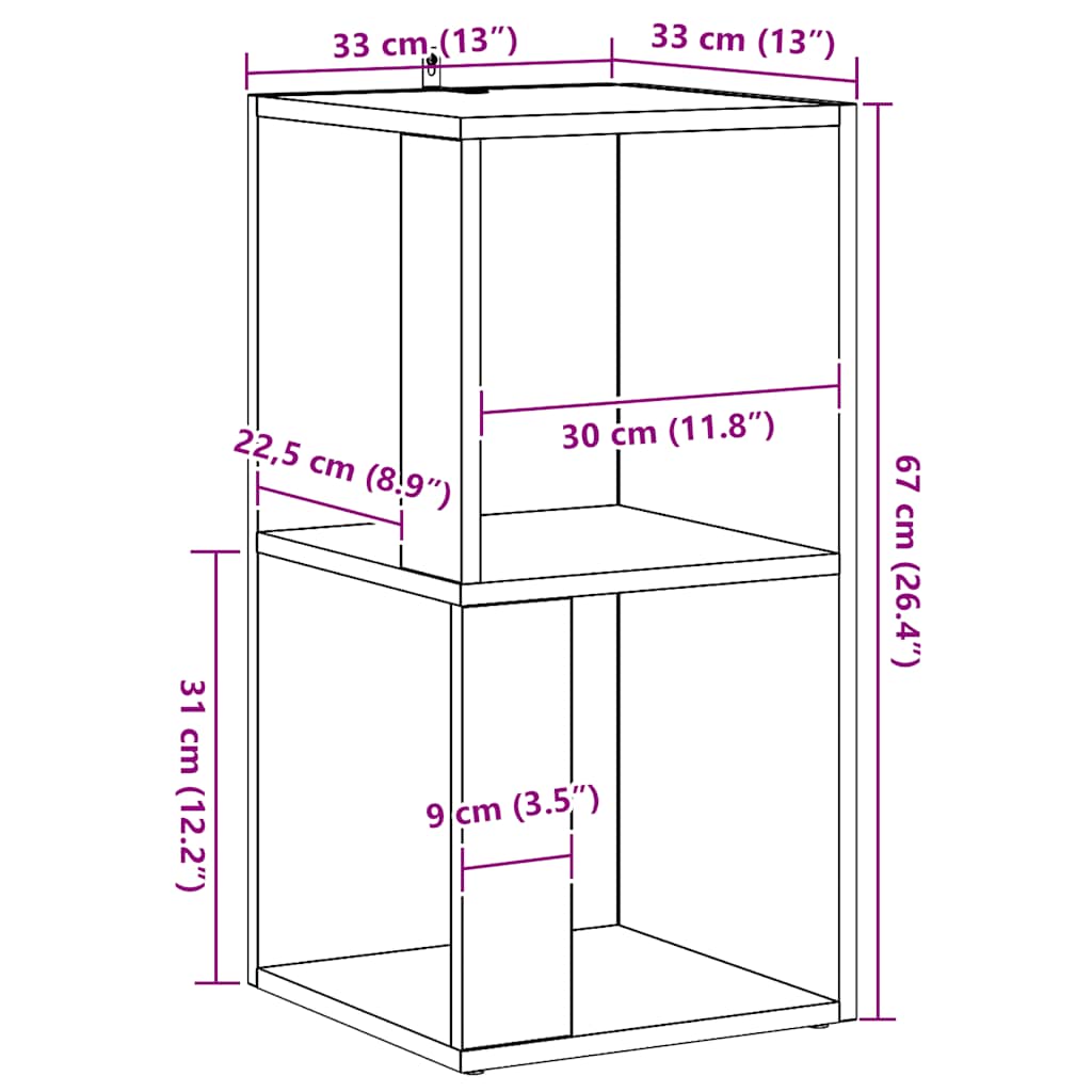 Eckregal Artisan-Eiche 33x33x67 cm Holzwerkstoff