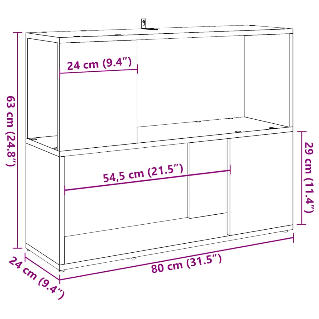 Bücherregal/Raumteiler Artisan-Eiche 80x24x63 cm