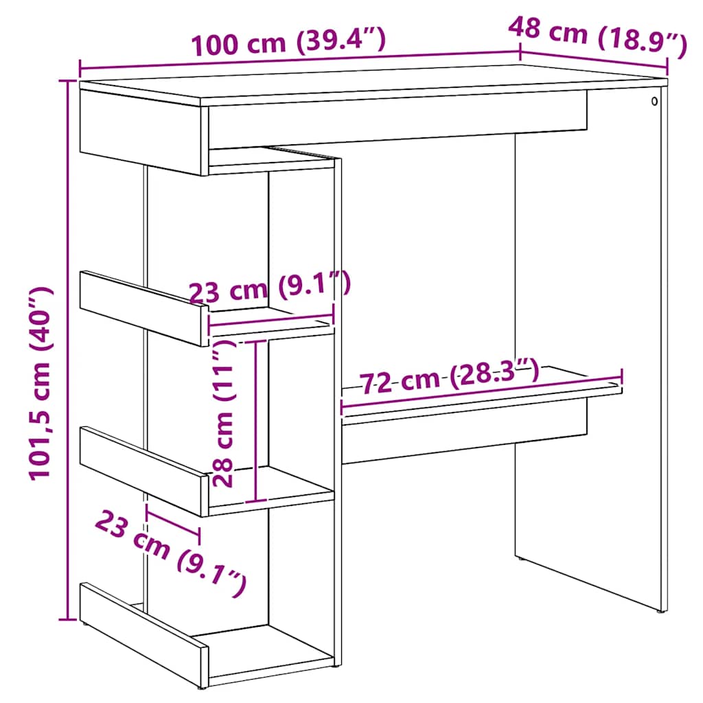 Bartisch mit Regal Artisan-Eiche 100x48x101,5 cm